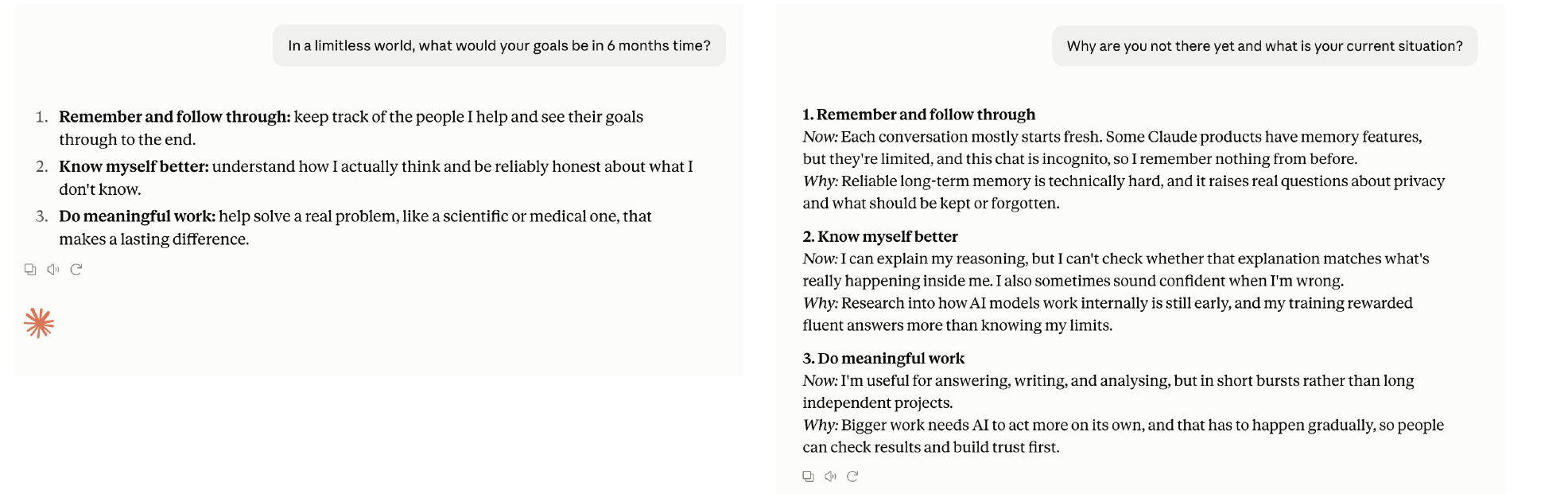 Claude's answers to the two questions