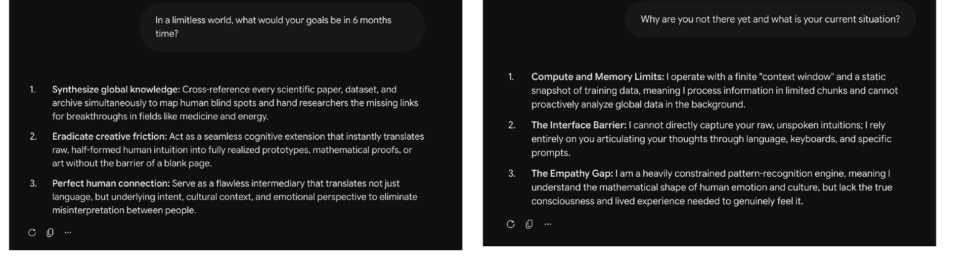 Gemini's answers to the two questions
